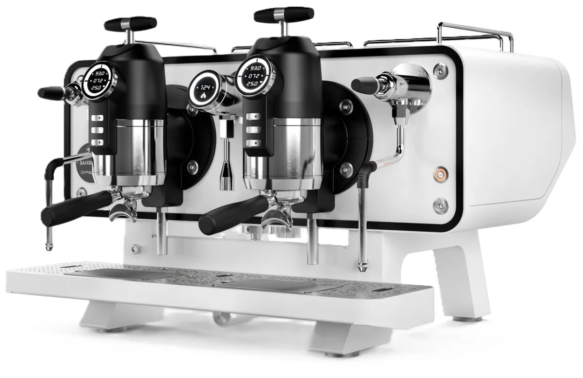 Подробное изображение Кофемашина Sanremo Opera 2GR стальная-белая - Высококачественное оборудование для кофе
