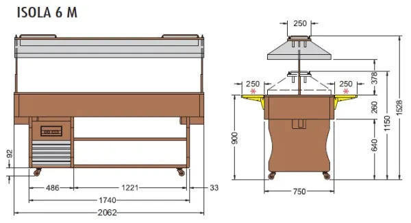 Салат-бар охлаждаемый Tecfrigo ISOLA 6 M фото в Москве