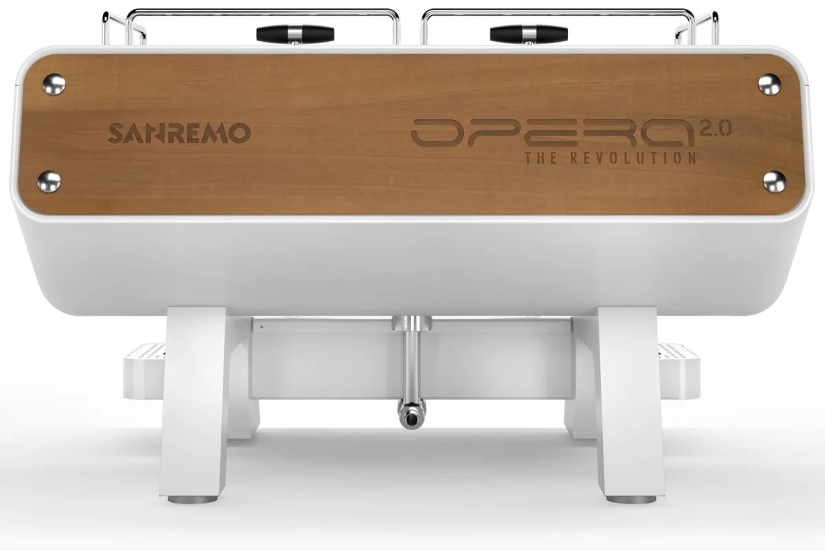 Подробное изображение Кофемашина Sanremo Opera 2GR стальная-белая - Высококачественное оборудование для кофе