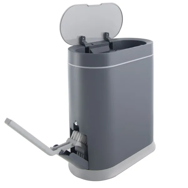 Ведро для мусора Foodatlas JAH-6712 с ершиком серое - современная посуда и инвентарь для вашего ресторана или кафе