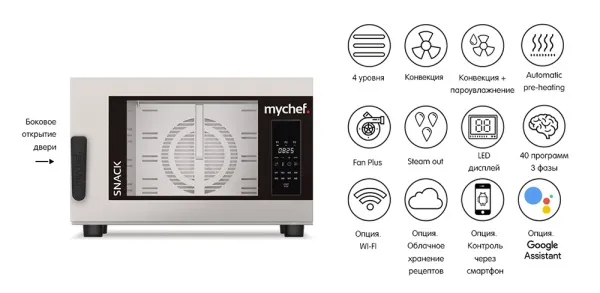 Пароконвектомат Distform Mychef Snack 4 GN 1/1, right opening фото в Москве