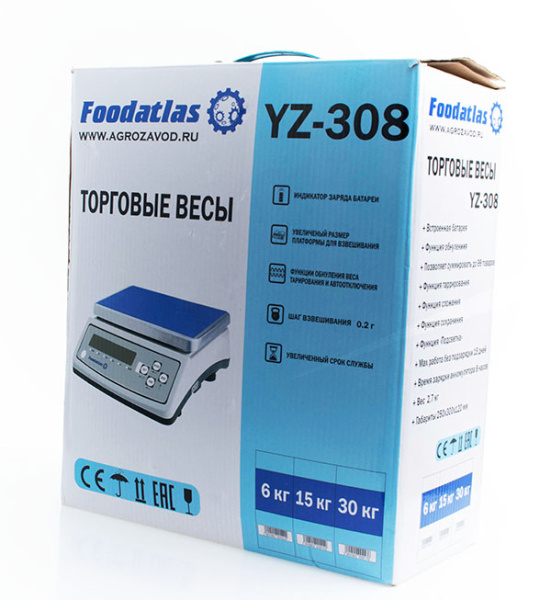 Весы торговые Foodatlas YZ-308 (6кг/0,2гр) фото в #REGION_NAME_DECLINE_PP#