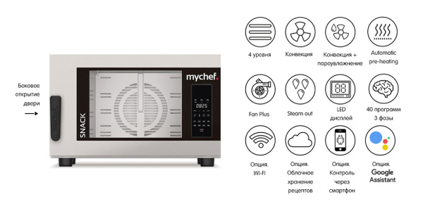 Пароконвектомат Distform Mychef Snack 4 GN 1/1, right opening фото в #REGION_NAME_DECLINE_PP#